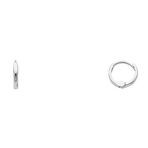 New 14k solid white gold huggie earrings pierced tiny dainty round circle hoop